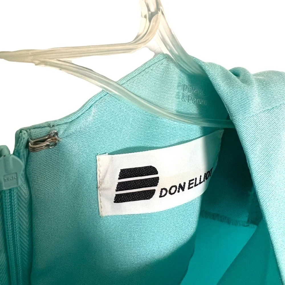 Vintage Don Elliot Womens Size 10 Skirt Set Teal Bow Detail Long Sleeve Crewneck